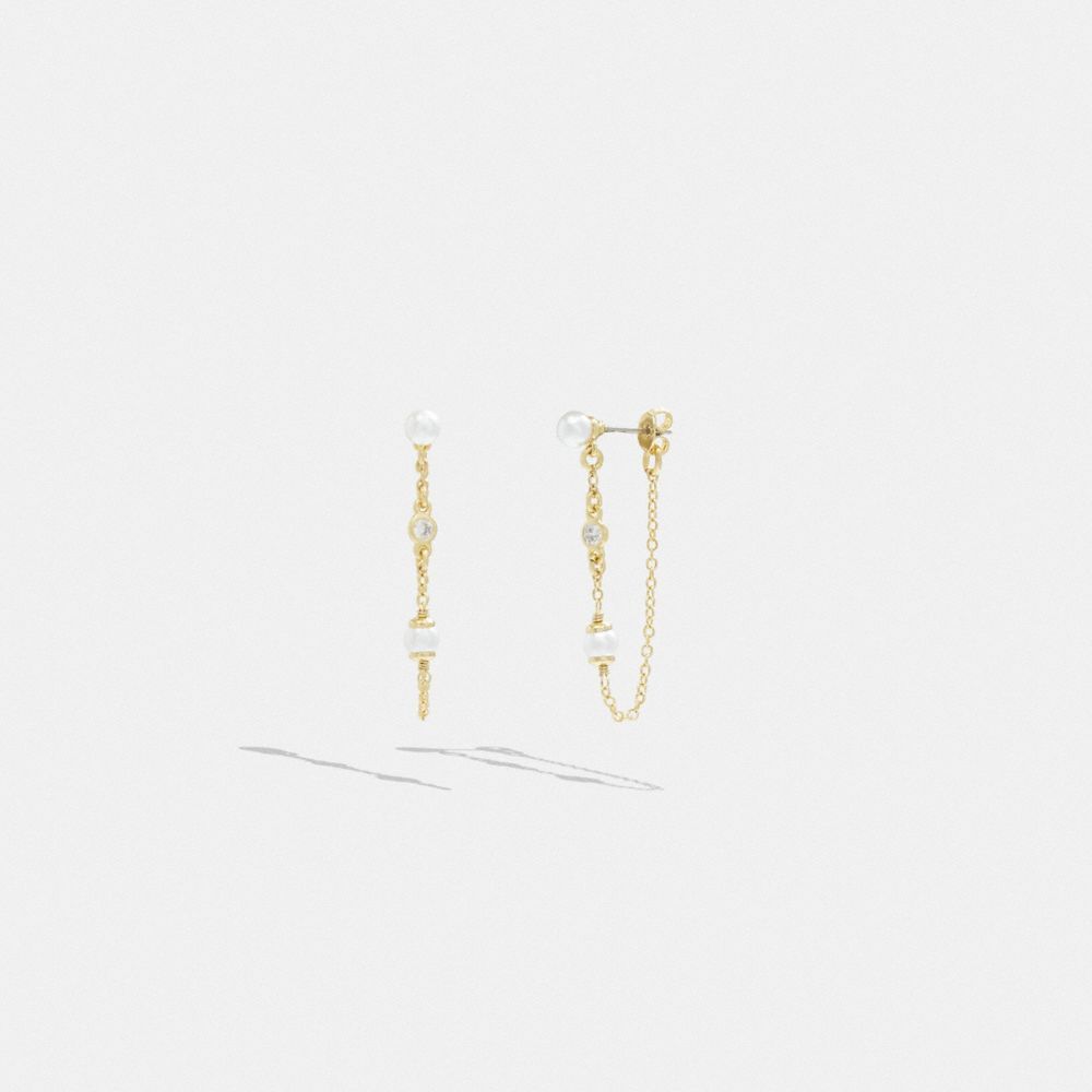 Jóias Coach Classic Pearl Chain Earrings Feminino Douradas | HZGWCUJ-83