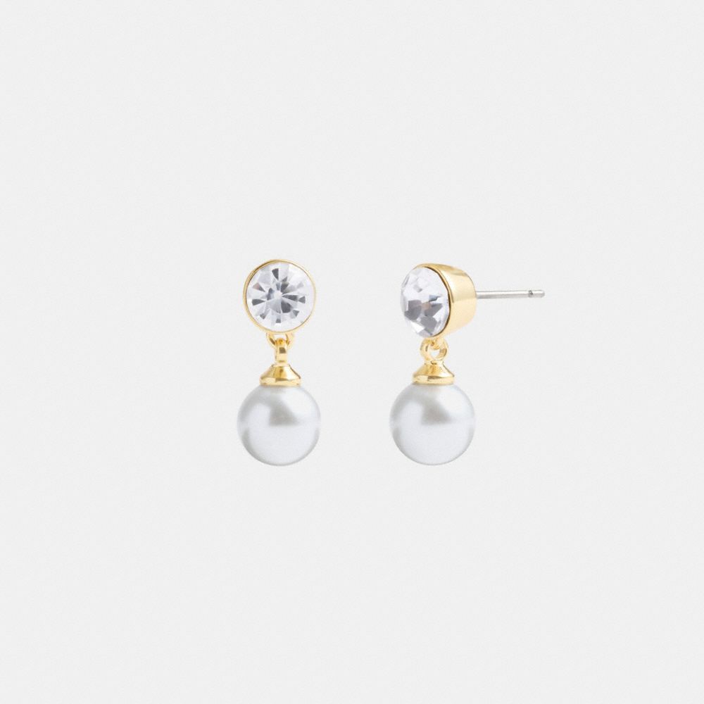 Jóias Coach Classic Pearl Drop Earrings Feminino Douradas | QTYAPIV-34