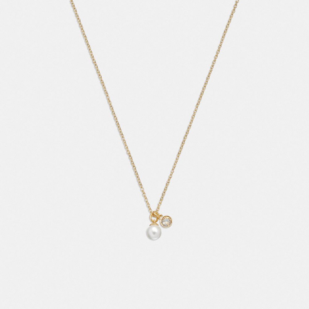 Jóias Coach Classic Pearl Pendant Necklace Feminino Douradas | OGQRASP-48