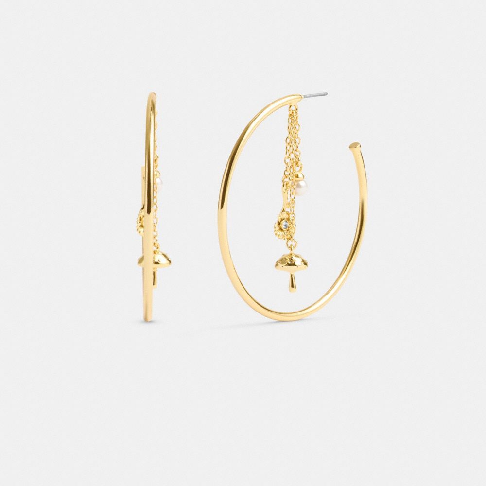 Jóias Coach Garden Charms Hoop Earrings Feminino Douradas | SLFAXMQ-01