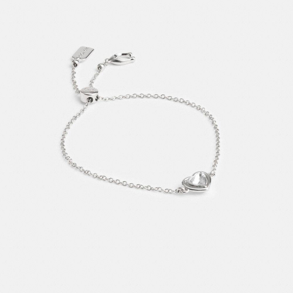 Jóias Coach Halo Heart Slider Bracelet Feminino Prateadas | DZKHWSY-76