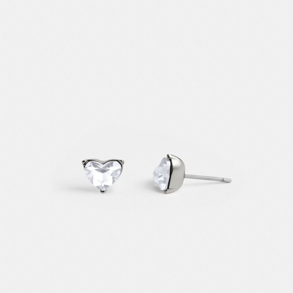 Jóias Coach Halo Heart Stud Earrings Feminino Prateadas | YMAVREW-67