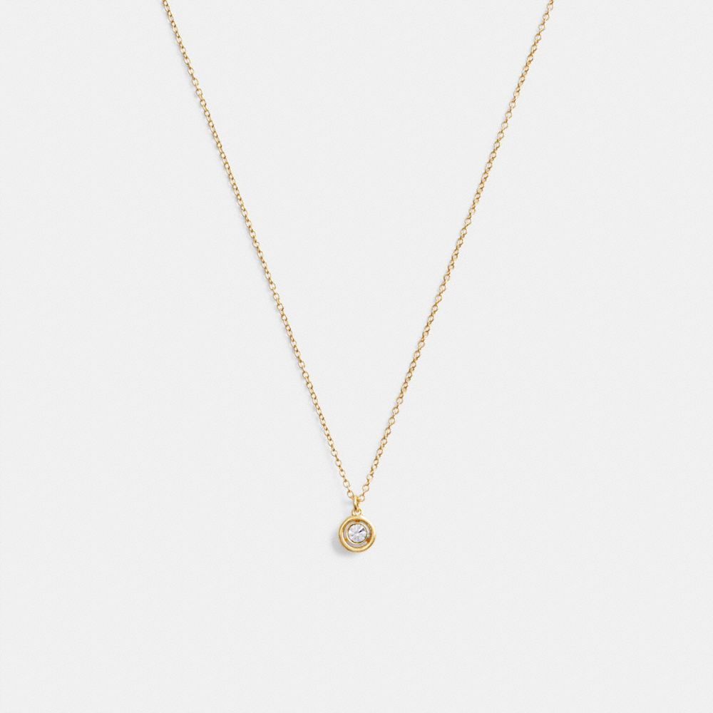 Jóias Coach Halo Round Pendant Necklace Feminino Douradas | YCXLWGD-01