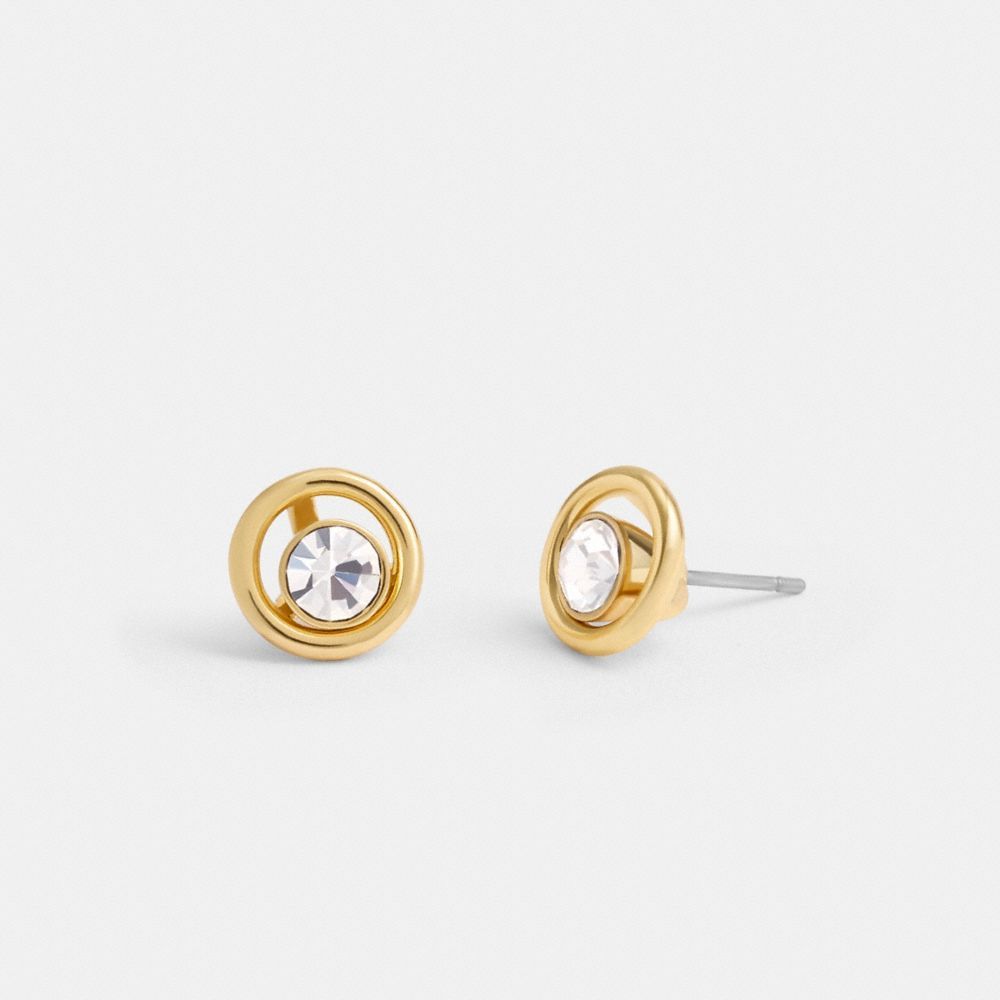 Jóias Coach Halo Round Stud Earrings Feminino Douradas | KAPFICZ-16