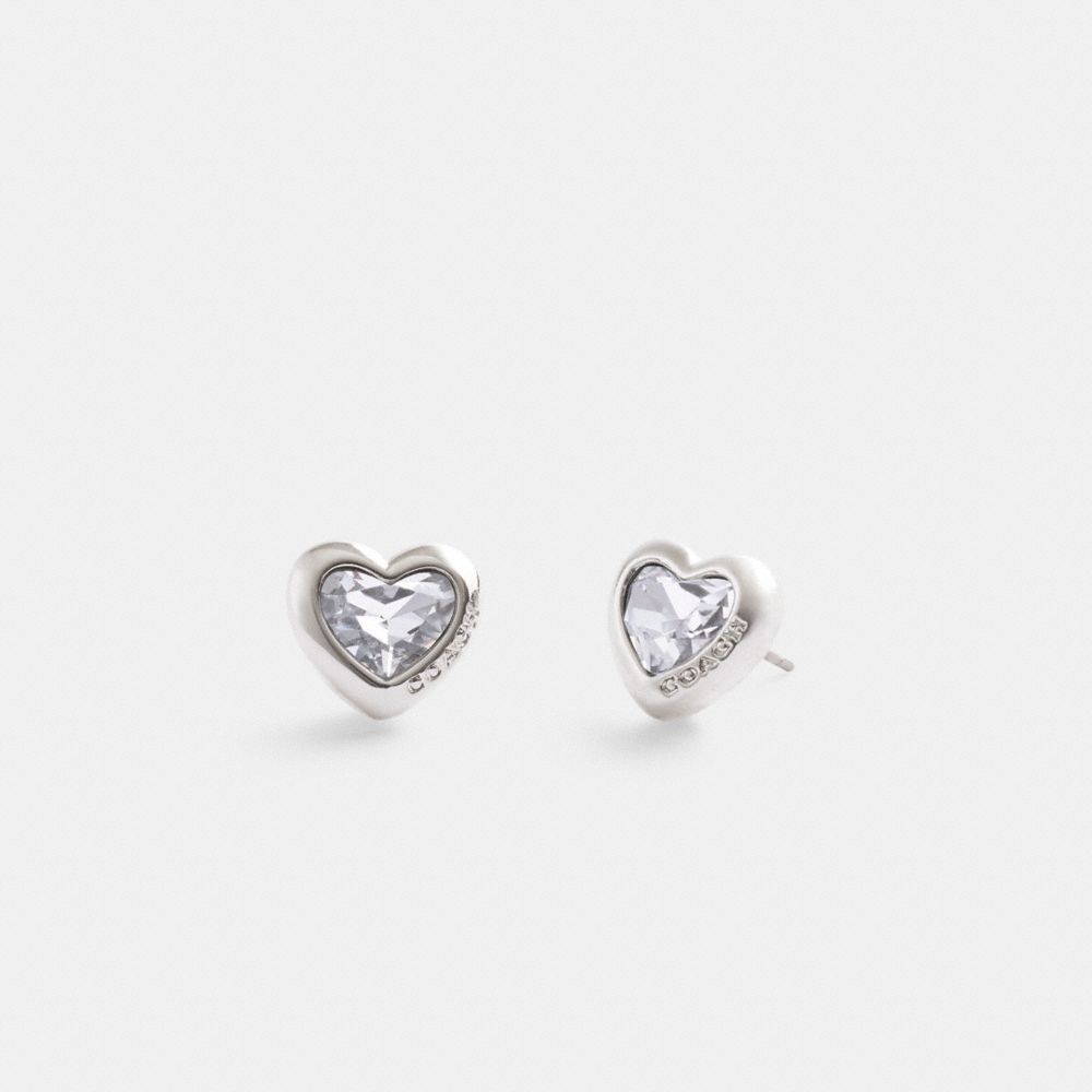 Jóias Coach Heart Stud Earrings Feminino Prateadas | BHIXMTZ-74