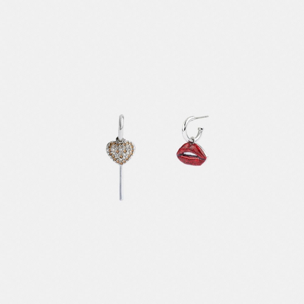 Jóias Coach Lollipop And Lips Mismatch Earrings Feminino Prateadas Multicoloridas | UPWSQRX-51