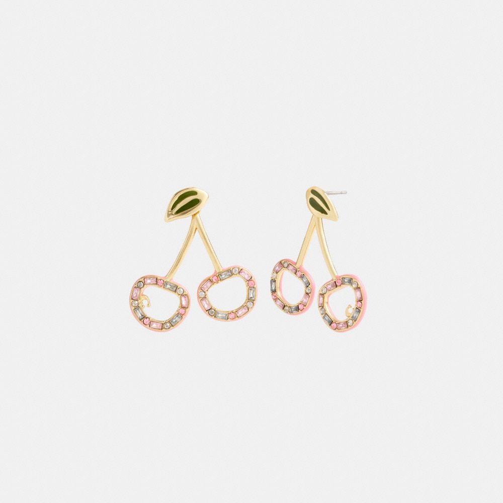 Jóias Coach Pave Cherry Drop Earrings Feminino Douradas Multicoloridas | TBKMELZ-79