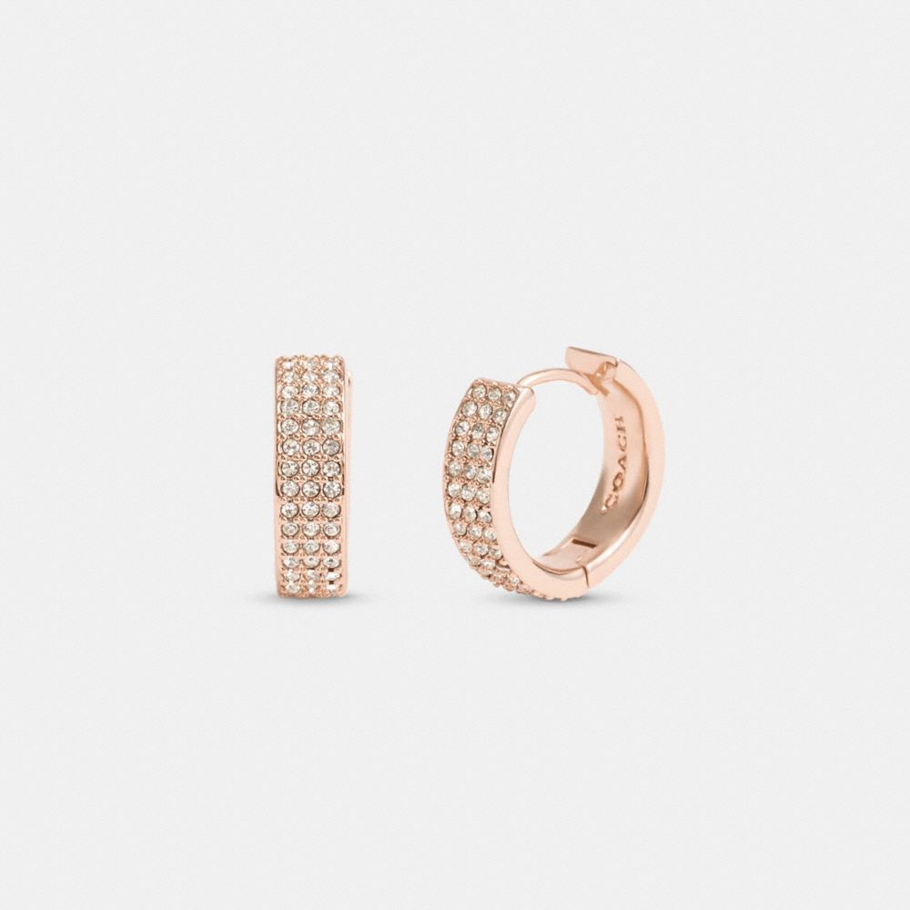 Jóias Coach Pave Huggie Earrings Feminino Rosa Douradas | PCXMOVS-50