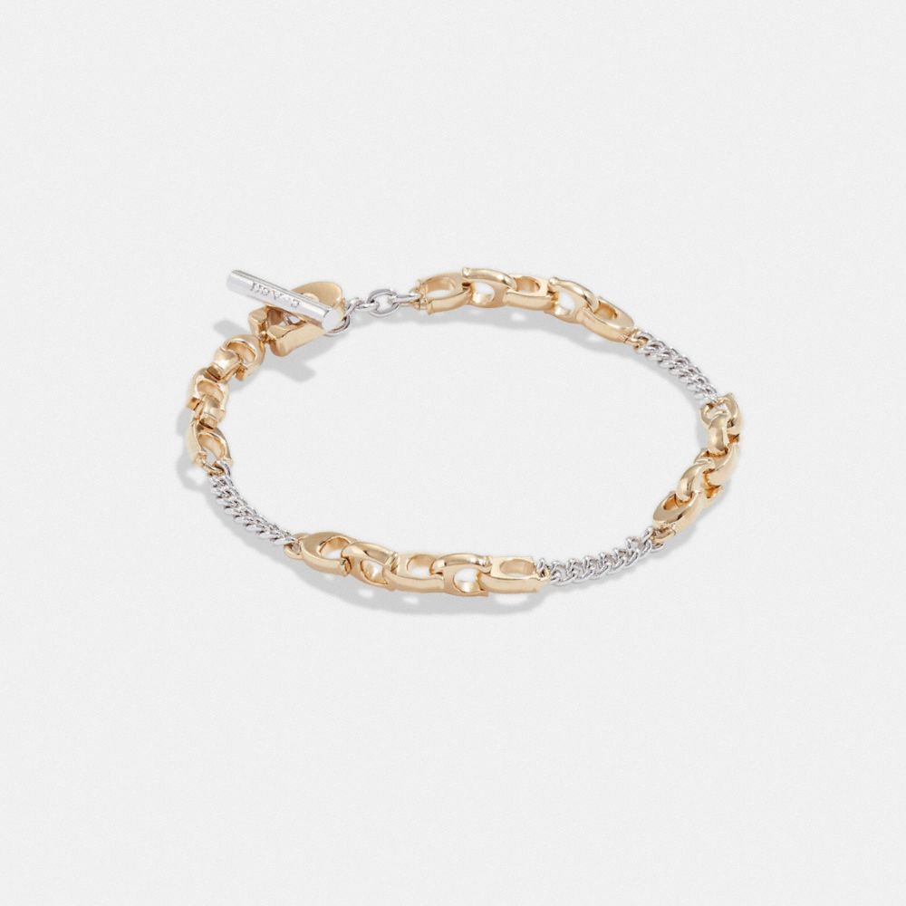 Jóias Coach Signature Mixed Chain Bracelet Feminino Douradas Prateadas | JFIDHZN-10