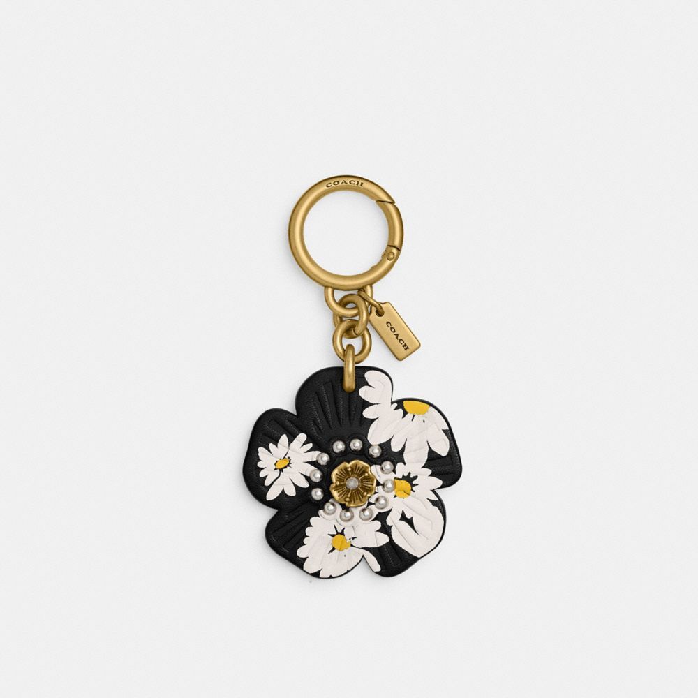 Jóias Coach Tea Rose Bag Charm With Floral Print Feminino Pretas Multicoloridas | YMZNCUS-03