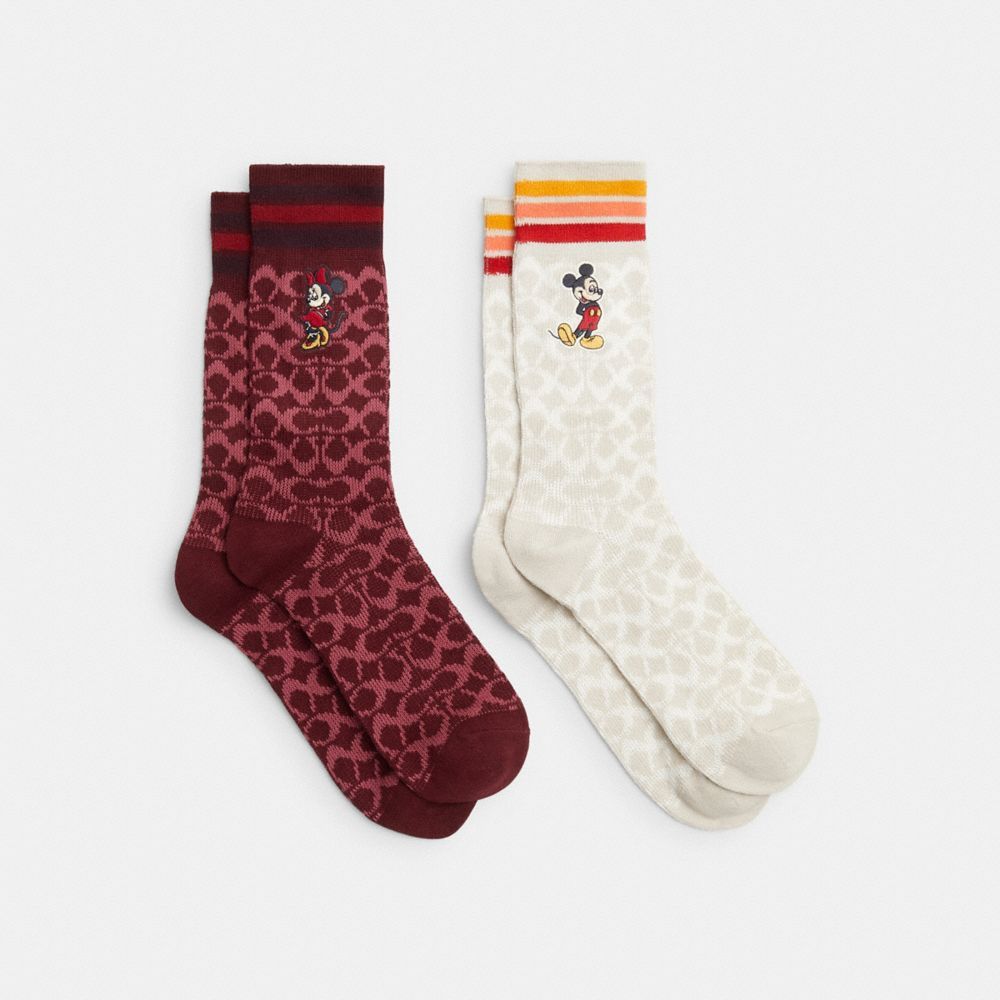 Meias Coach Signature Socks Pack Feminino Bordeaux | HDINLXU-94