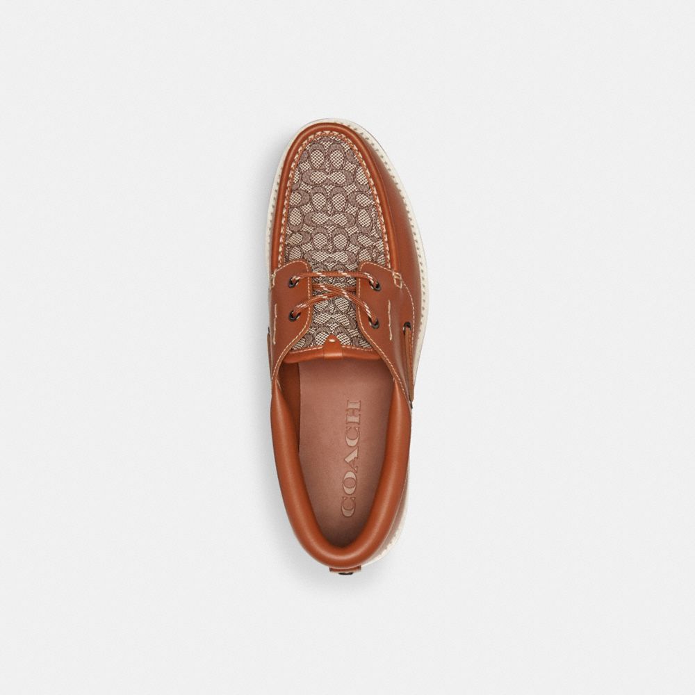 Mocassins Coach Benson Boat Shoe In Signature Jacquard Masculino Multicoloridas | YDCZNET-45