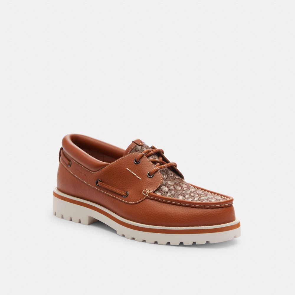 Mocassins Coach Benson Boat Shoe In Signature Jacquard Masculino Multicoloridas | YDCZNET-45