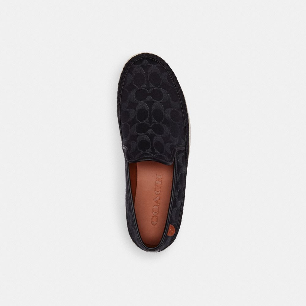 Mocassins Coach Miles Espadrille In Signature Denim Masculino Pretas Azuis | FWHTYXZ-18