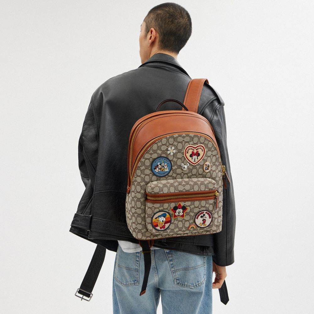 Mochilas Coach Charter Backpack In Signature Textile Jacquard With Patches Masculino Multicoloridas | KDJEBAR-02