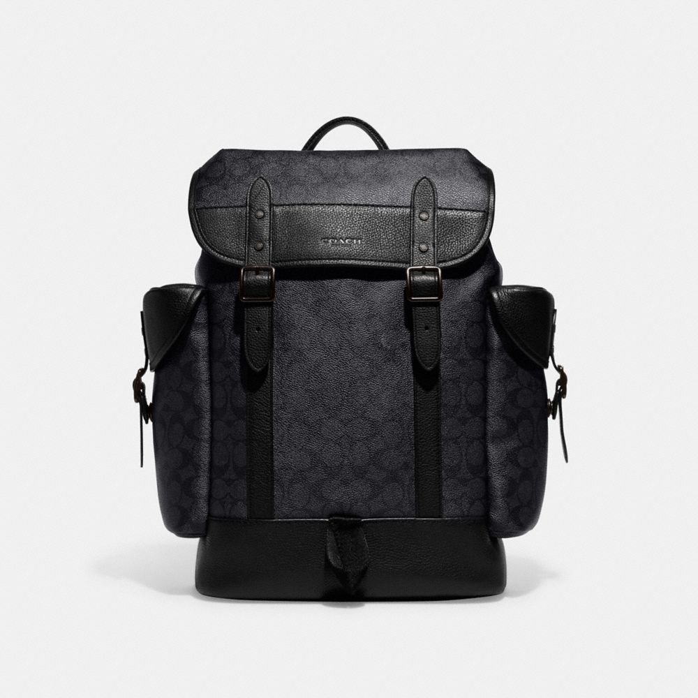 Mochilas Coach Hitch Backpack In Signature Canvas Masculino Cinzentas | ULGVQNJ-67