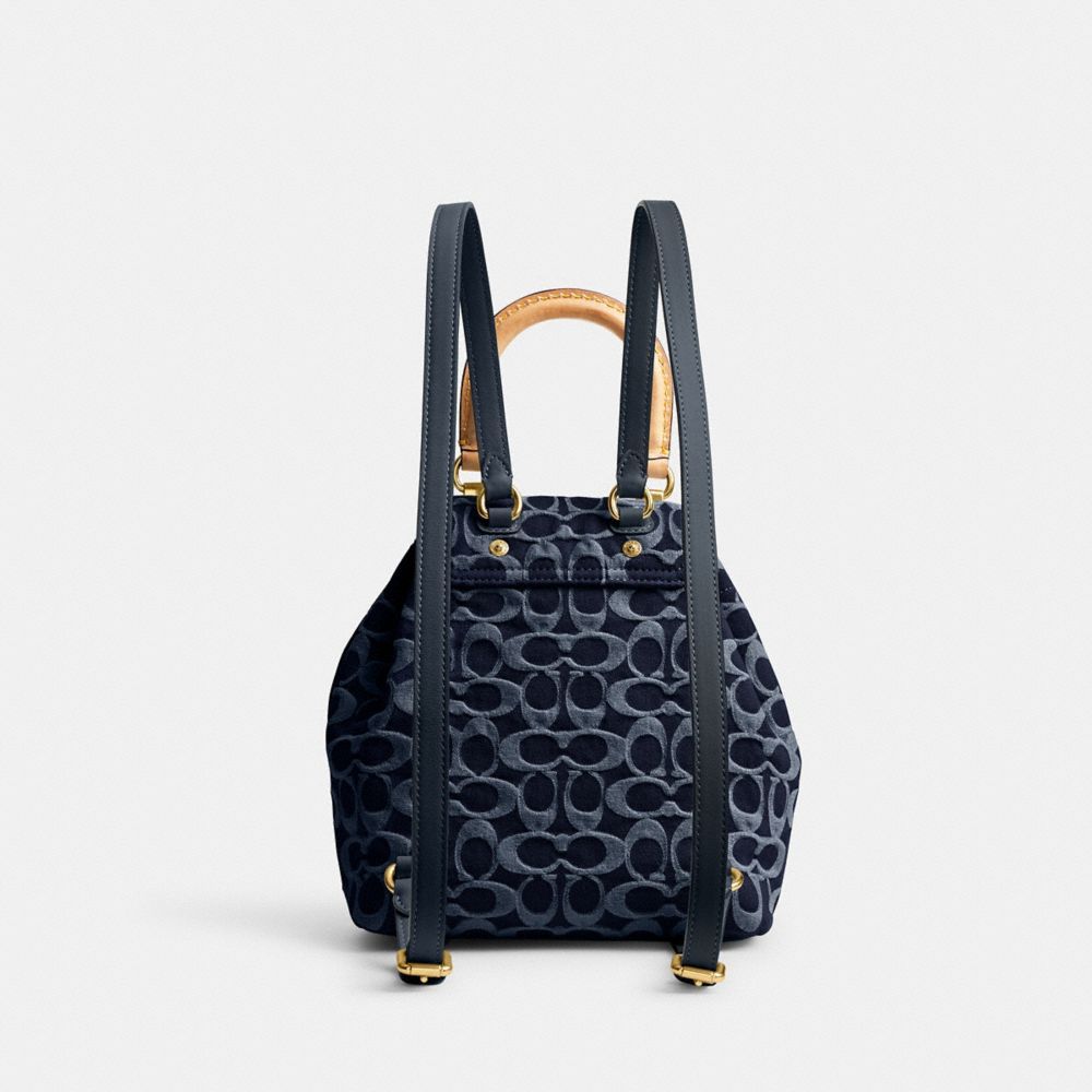 Mochilas Coach Riya Backpack 21 In Signature Denim Feminino Azuis Azuis | LONVFSR-34