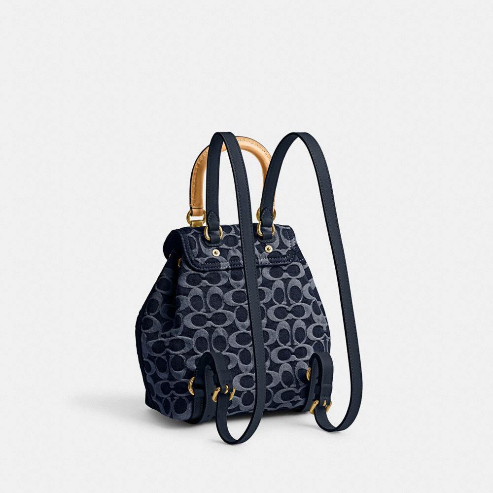 Mochilas Coach Riya Backpack 21 In Signature Denim Feminino Azuis Azuis | LONVFSR-34