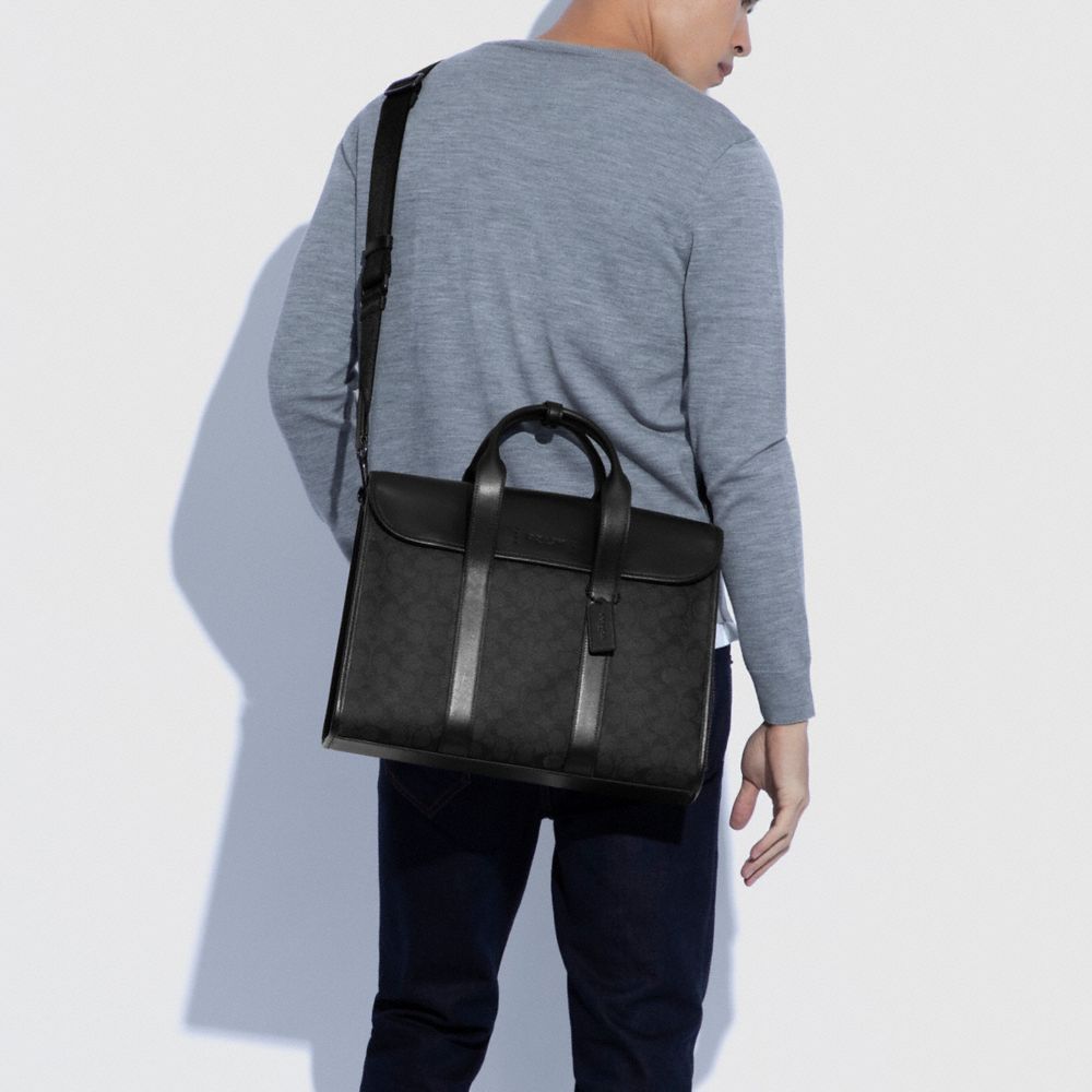 Pasta Coach Gotham Portfolio Bag In Signature Canvas Masculino Pretas Cobre Cinzentas Pretas | AKIHQZP-72