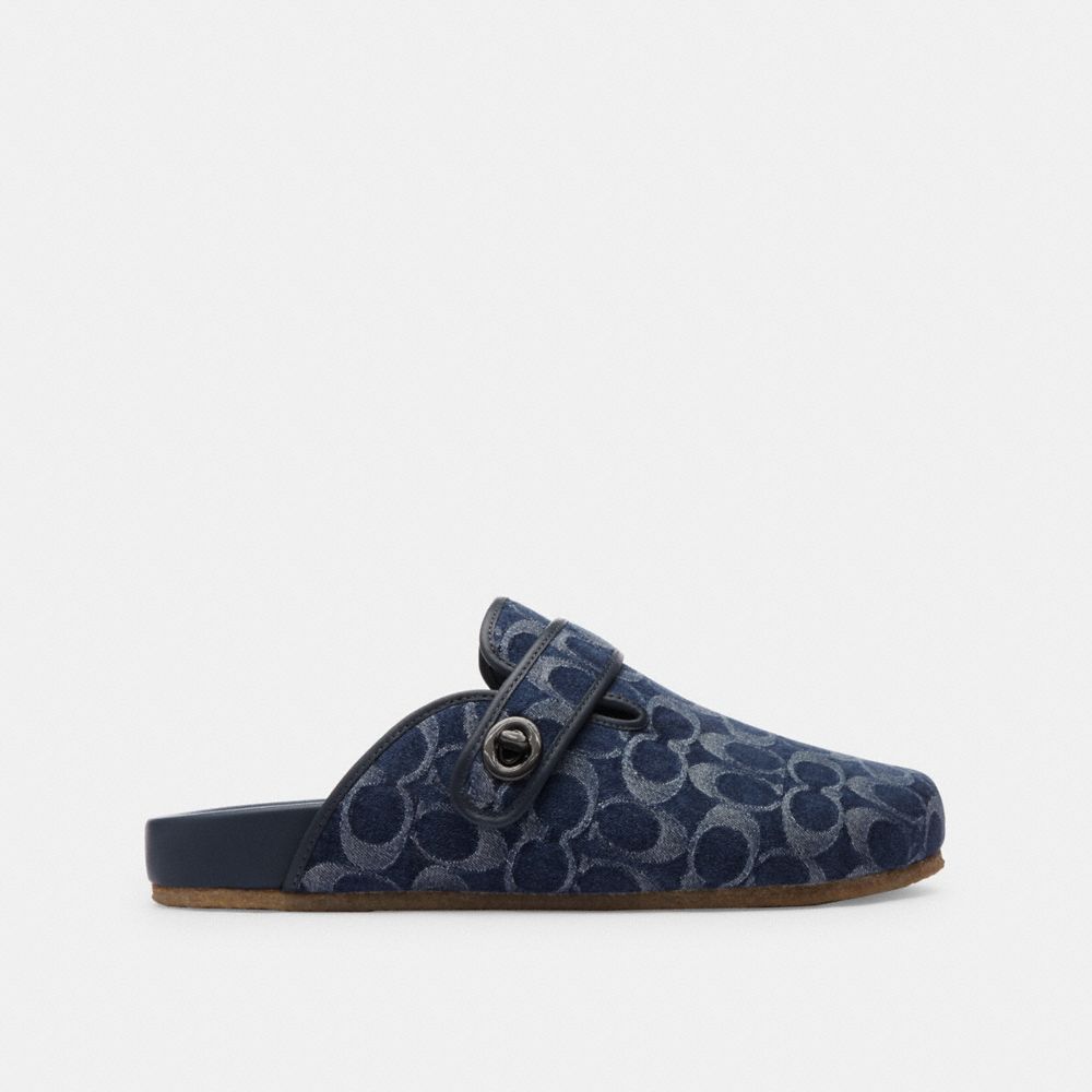 Sandálias Coach Blake Clog In Signature Denim Masculino Azuis | KDQIGTW-09