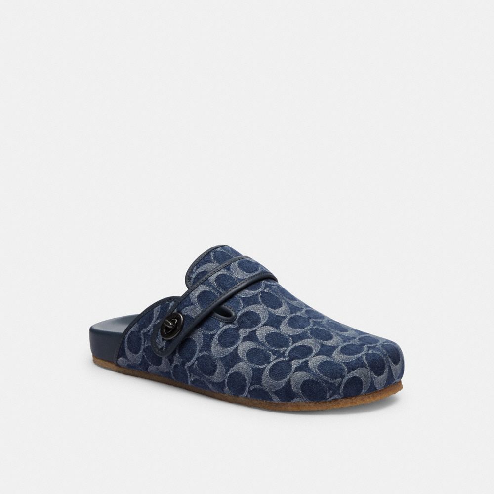 Sandálias Coach Blake Clog In Signature Denim Masculino Azuis | KDQIGTW-09