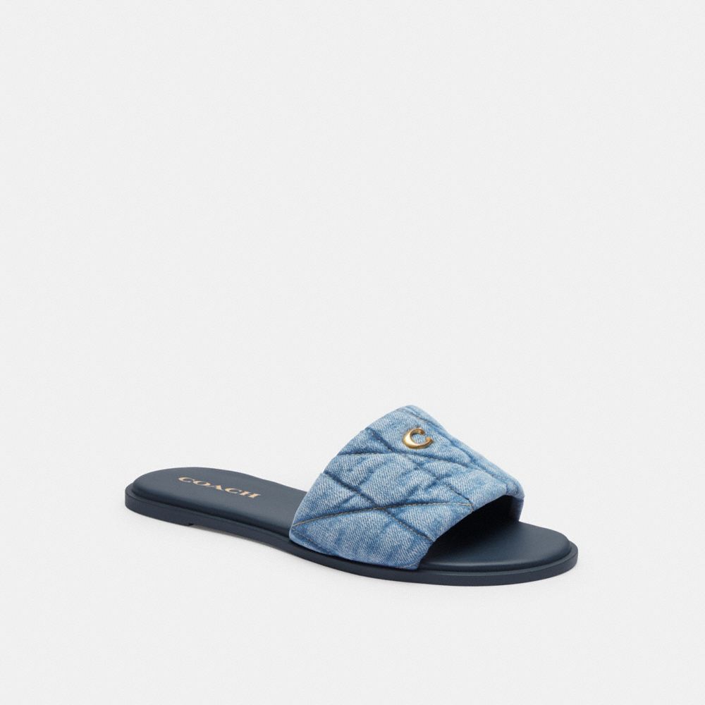 Sandálias Coach Holly Sandal With Quilting Feminino Azul Anil Azuis | ZQRMCFS-52