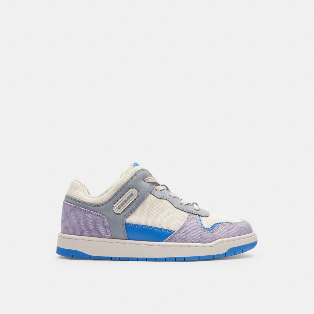 Sapatilhas Coach C201 Low Top Sneaker In Signature Canvas Feminino Roxo | NXFBJLR-16