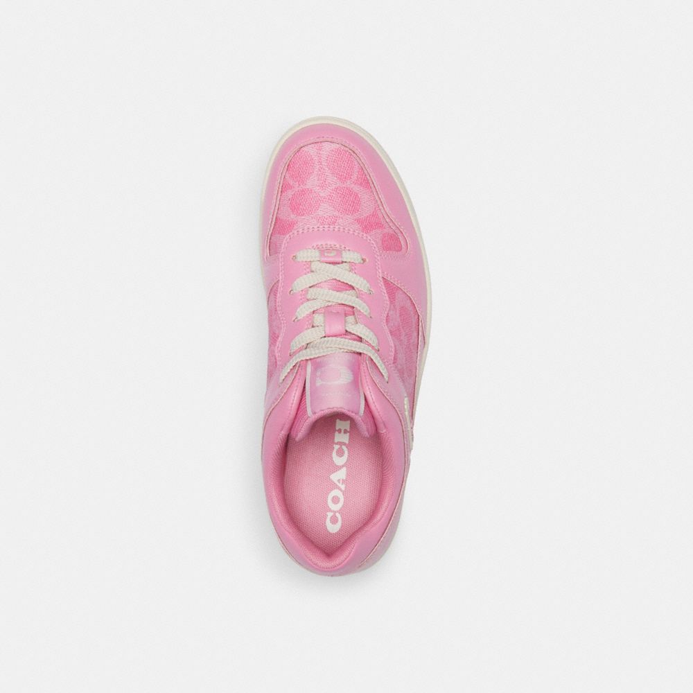 Sapatilhas Coach C201 Low Top Sneaker In Signature Canvas Feminino Rosa | RLNKIFY-07