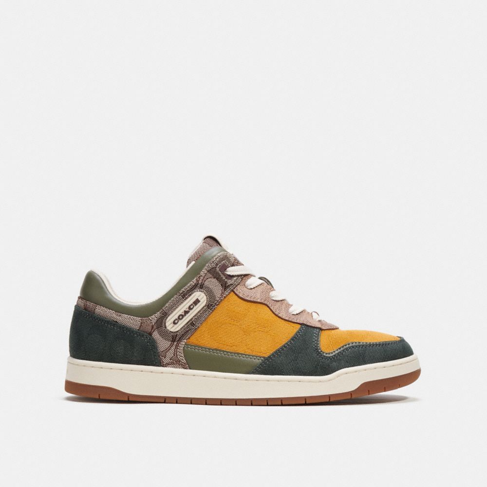 Sapatilhas Coach C201 Sneaker In Mixed Signature Fabric Masculino Verdes | PRLFNWG-72