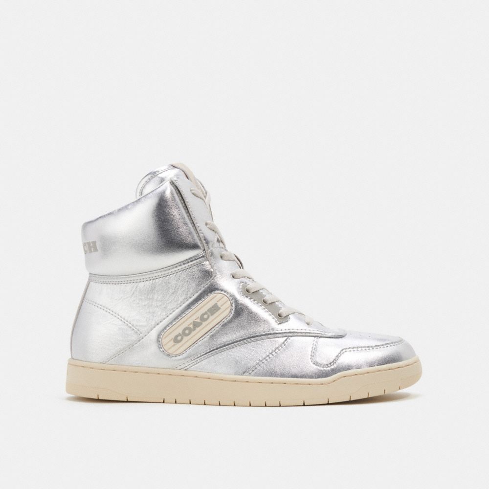 Sapatilhas Coach C202 High Top Sneaker Feminino Prateadas | QEBUTWG-35