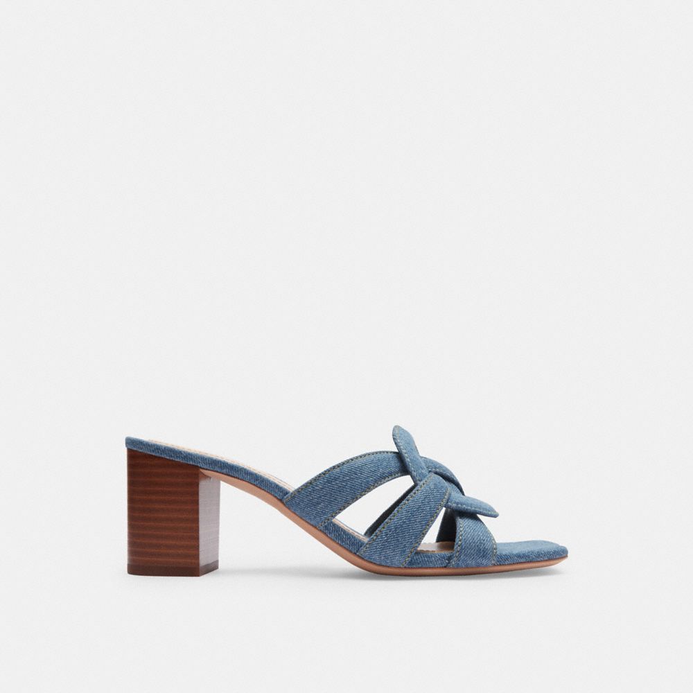 Sapato Salto Alto Coach Nikki Sandal Feminino Azul Anil Azuis | IQZJPEK-54