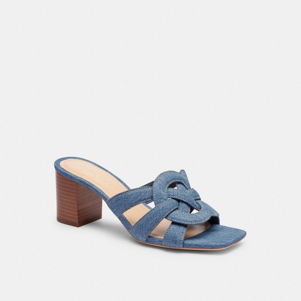 Sapato Salto Alto Coach Nikki Sandal Feminino Azul Anil Azuis | IQZJPEK-54