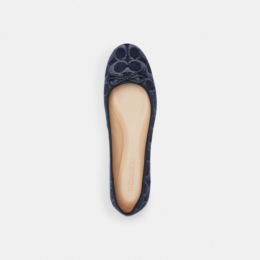 Sapatos Rasos Coach Abigail Flat In Signature Denim Feminino Azuis | SLJTEAB-73