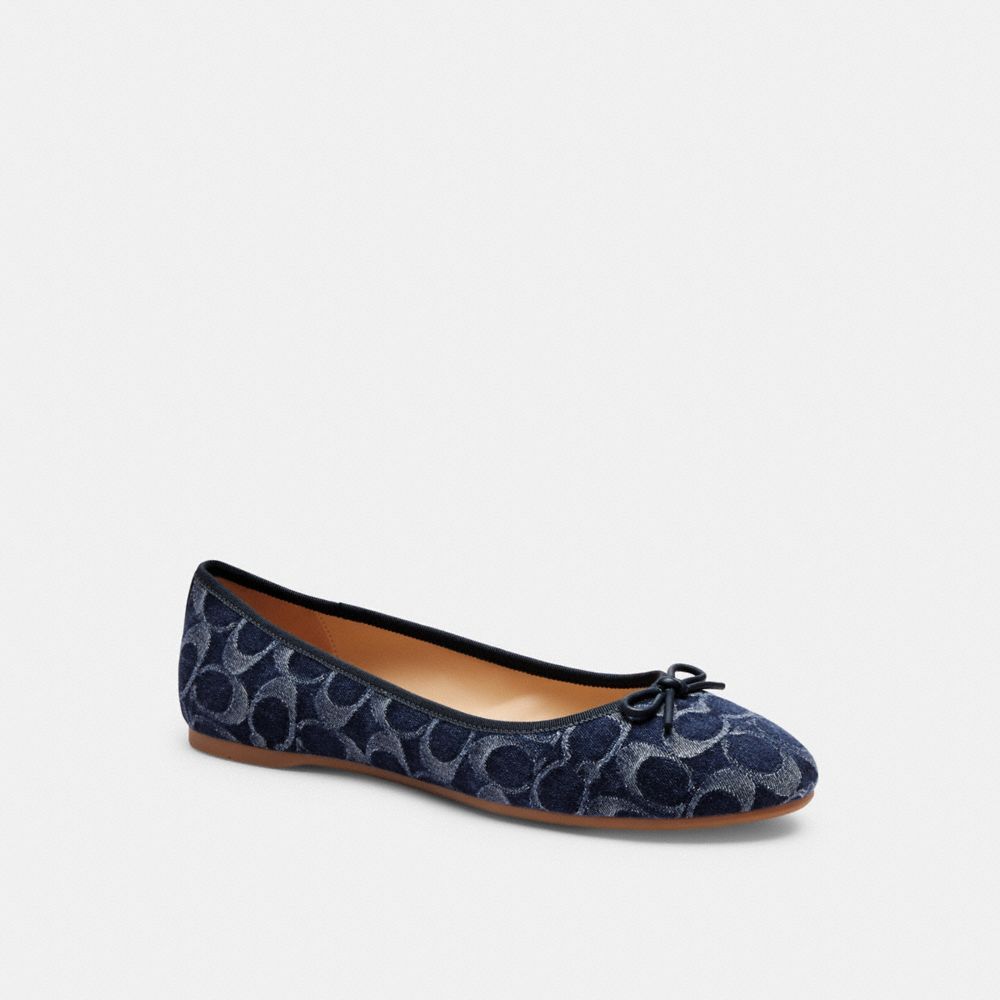 Sapatos Rasos Coach Abigail Flat In Signature Denim Feminino Azuis | SLJTEAB-73