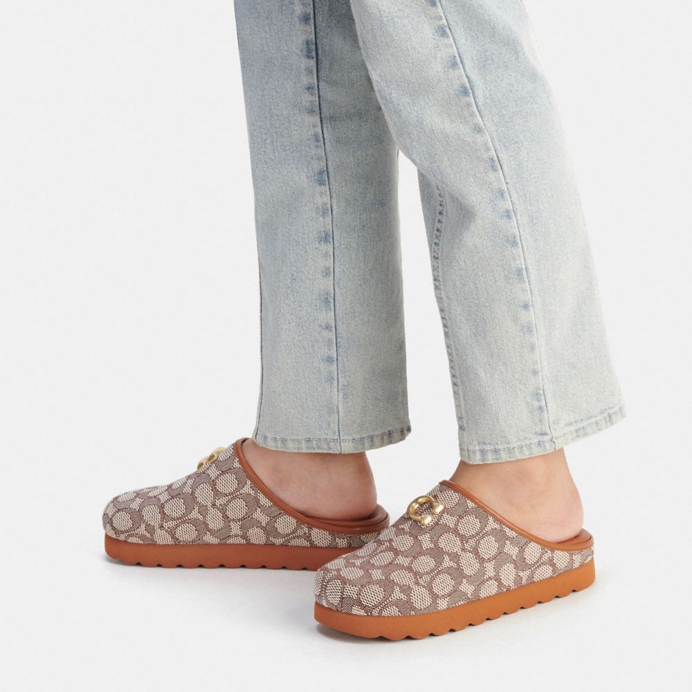 Sapatos Rasos Coach Hadley Slipper In Signature Textile Jacquard Feminino Multicoloridas | NTIEPDM-87