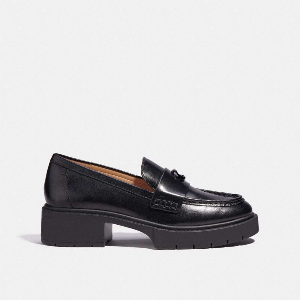 Sapatos Rasos Coach Leah Loafer Feminino Pretas | IGYPSKV-68