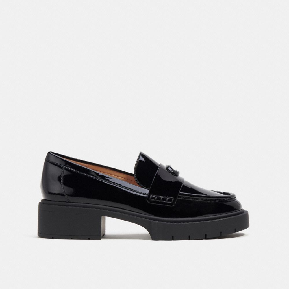 Sapatos Rasos Coach Leah Loafer Feminino Pretas | PGXQEDJ-13