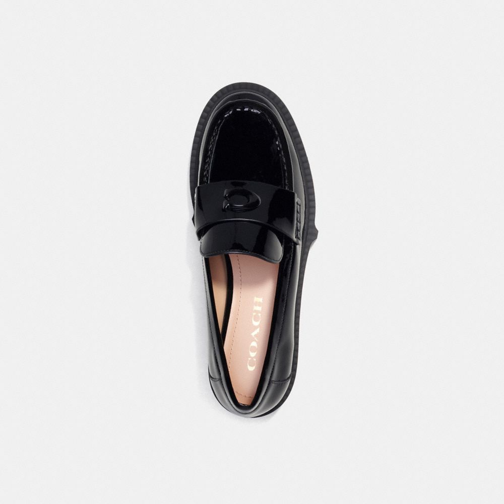 Sapatos Rasos Coach Leah Loafer Feminino Pretas | PGXQEDJ-13