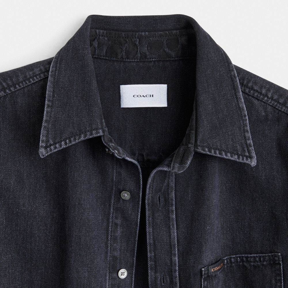 Tops Coach Black Denim Shirt In Organic Cotton Masculino Pretas | KFVBOUD-19