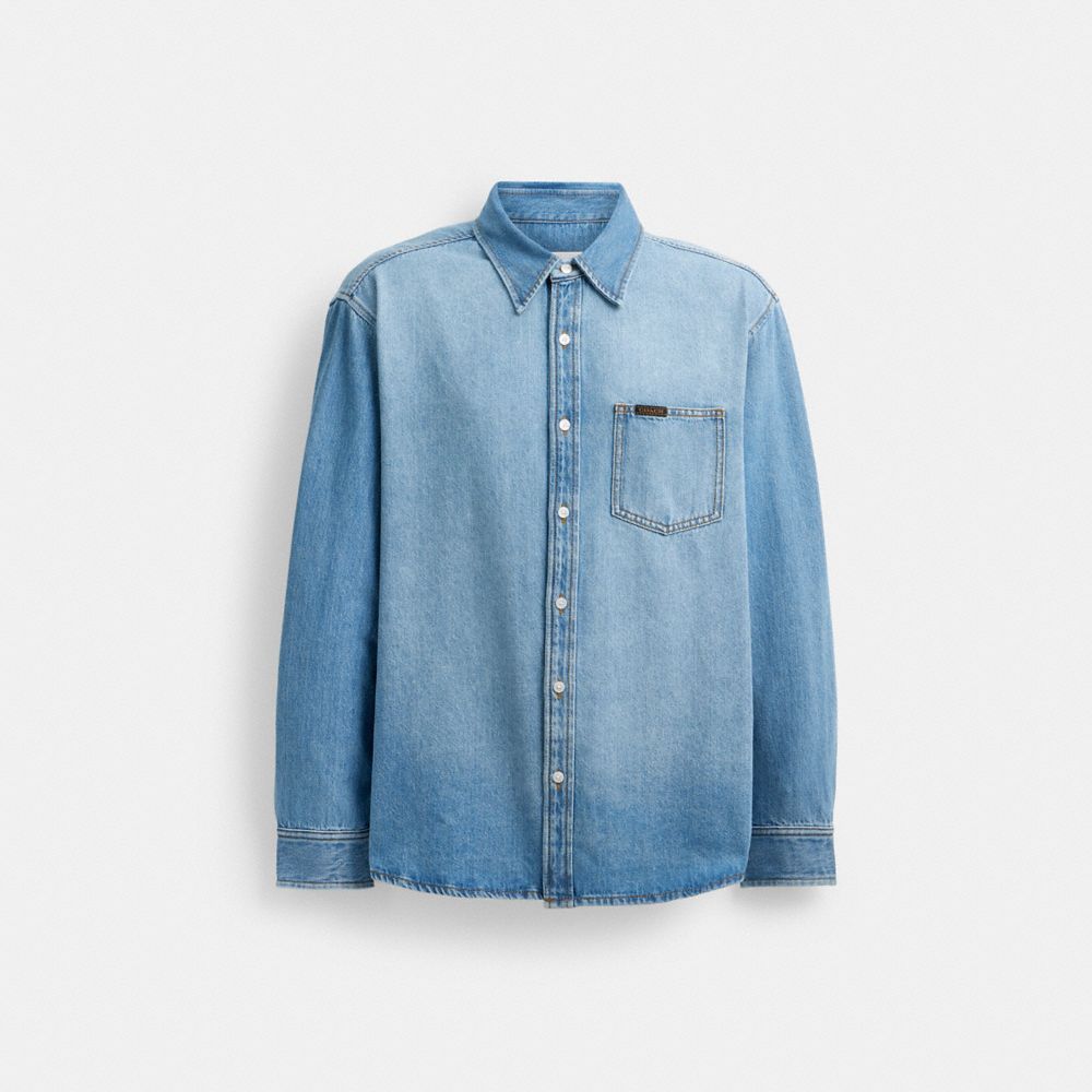 Tops Coach Denim Shirt Masculino Luz Azul Claro | ZEJVUSY-15