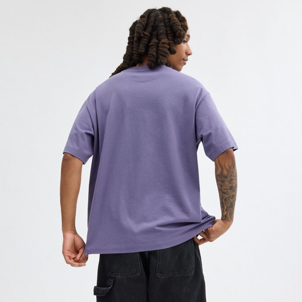 Tops Coach Rexy T Shirt In Organic Cotton Masculino Roxo | BVNUSHQ-28