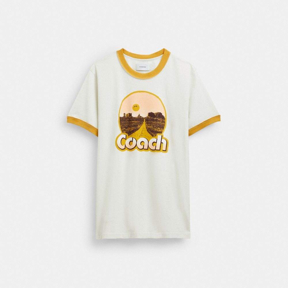 Tops Coach Roadside Ringer T Shirt Masculino Branco | MPJZFQX-62