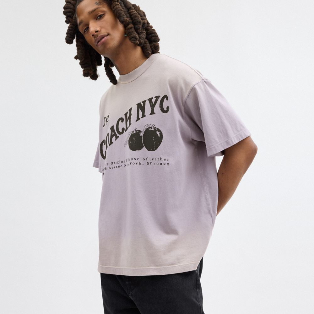 Tops Coach Signature Apple T Shirt Masculino Roxo | RIMUOPT-27