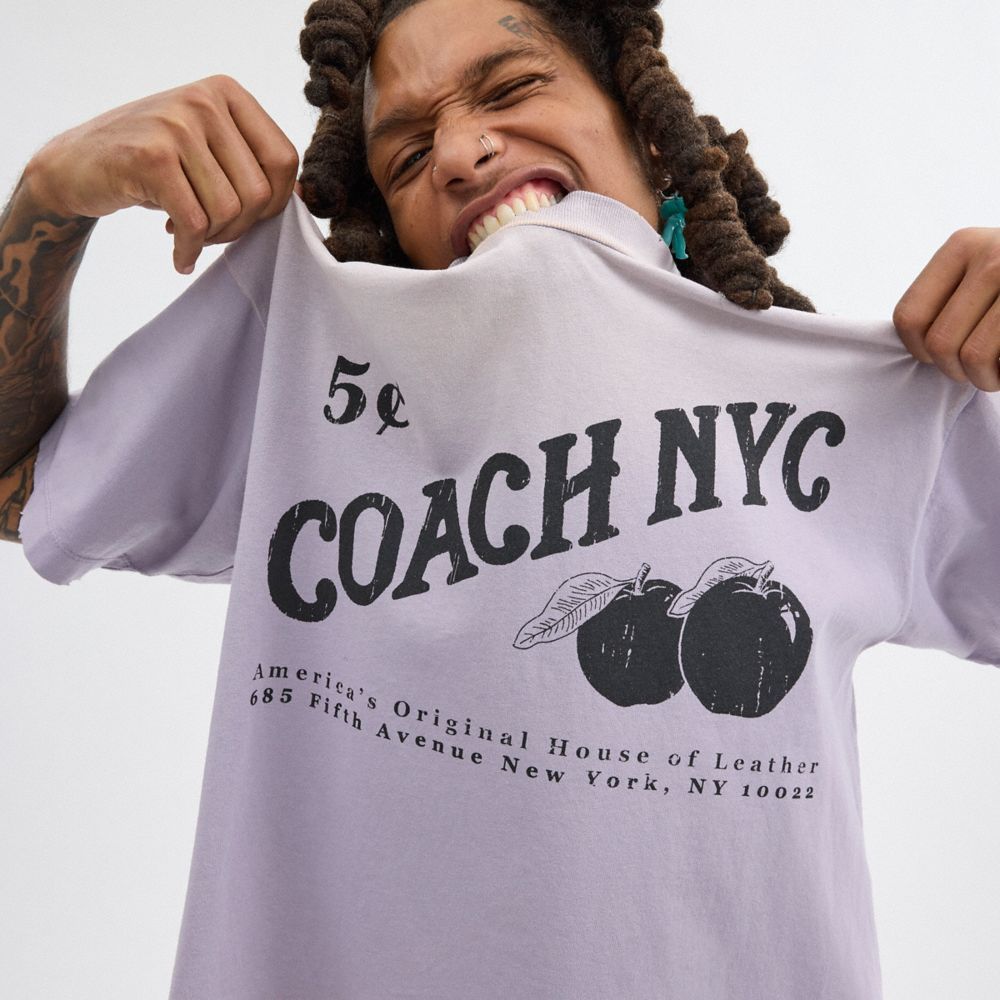 Tops Coach Signature Apple T Shirt Masculino Roxo | RIMUOPT-27