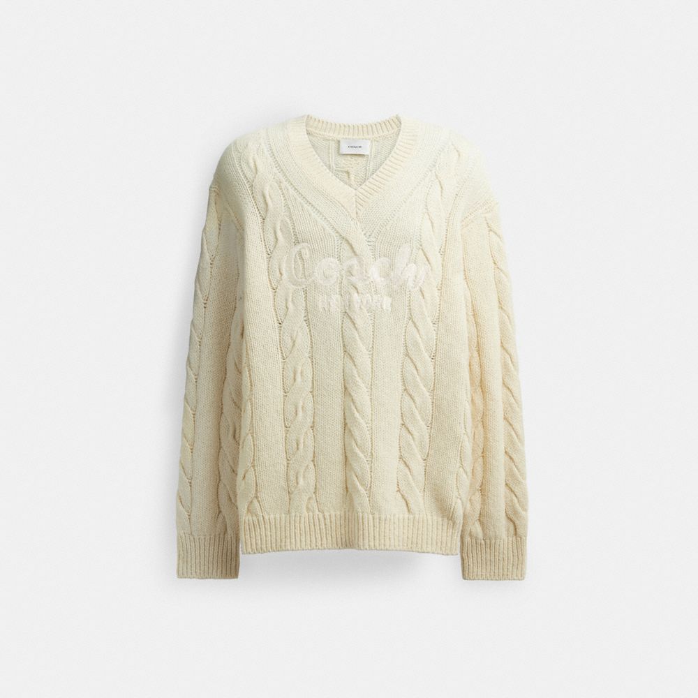 Tops Coach Signature Sweater In Recycled Wool Masculino Branco | HALYETX-23