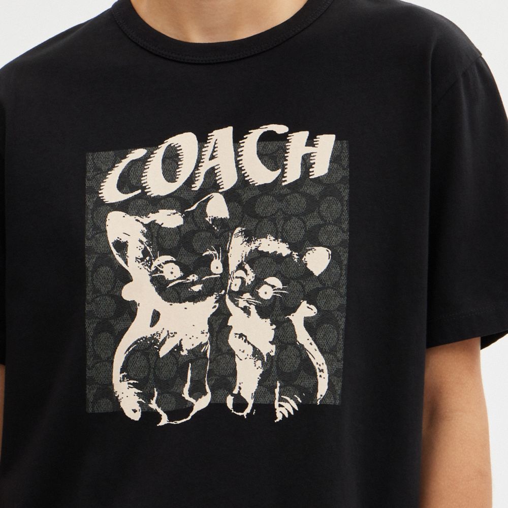 Tops Coach The Lil Nas X Drop Signature Cats T Shirt Feminino Pretas | FPYAVXM-27