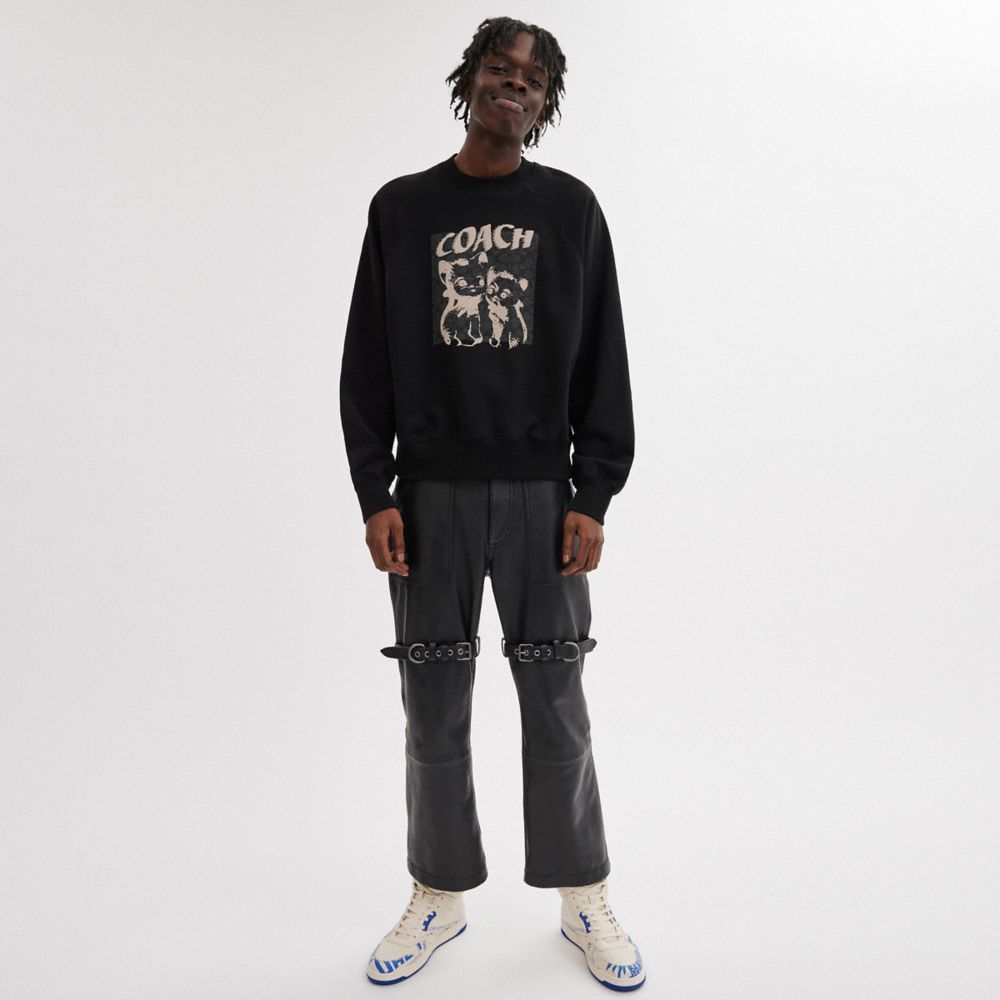 Tops Coach The Lil Nas X Drop Signature Cats Crewneck Sweatshirt Masculino Pretas | RZUNCEQ-86