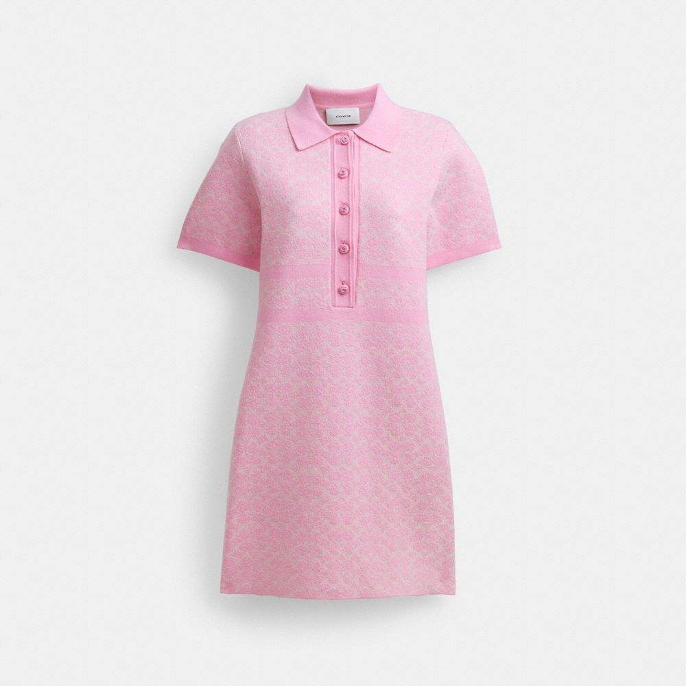 Vestido Coach Polo Sweater Dress Feminino Rosa | AZYBCRP-69