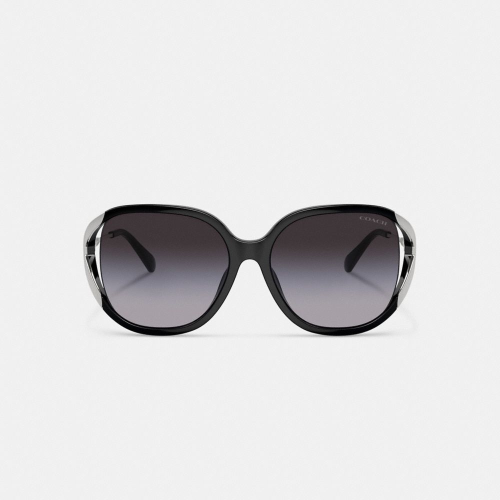 Óculos Coach Bandit Oversized Square Sunglasses Feminino Pretas Prateadas | WCVXDBQ-05