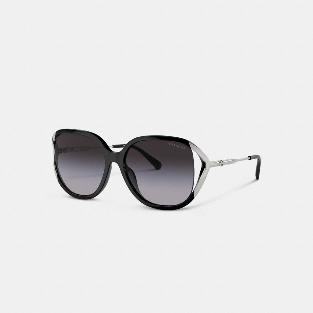 Óculos Coach Bandit Oversized Square Sunglasses Feminino Pretas Prateadas | WCVXDBQ-05